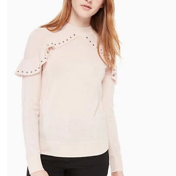 💗 Kate Spade 100% wool ruffle studded sweater - XS/0 - Picture 1 of 9